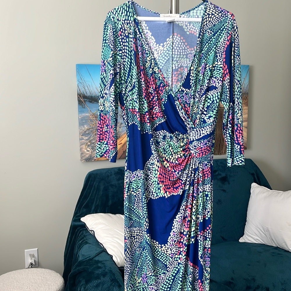 V-neck Maxi Geometic Colored Dress